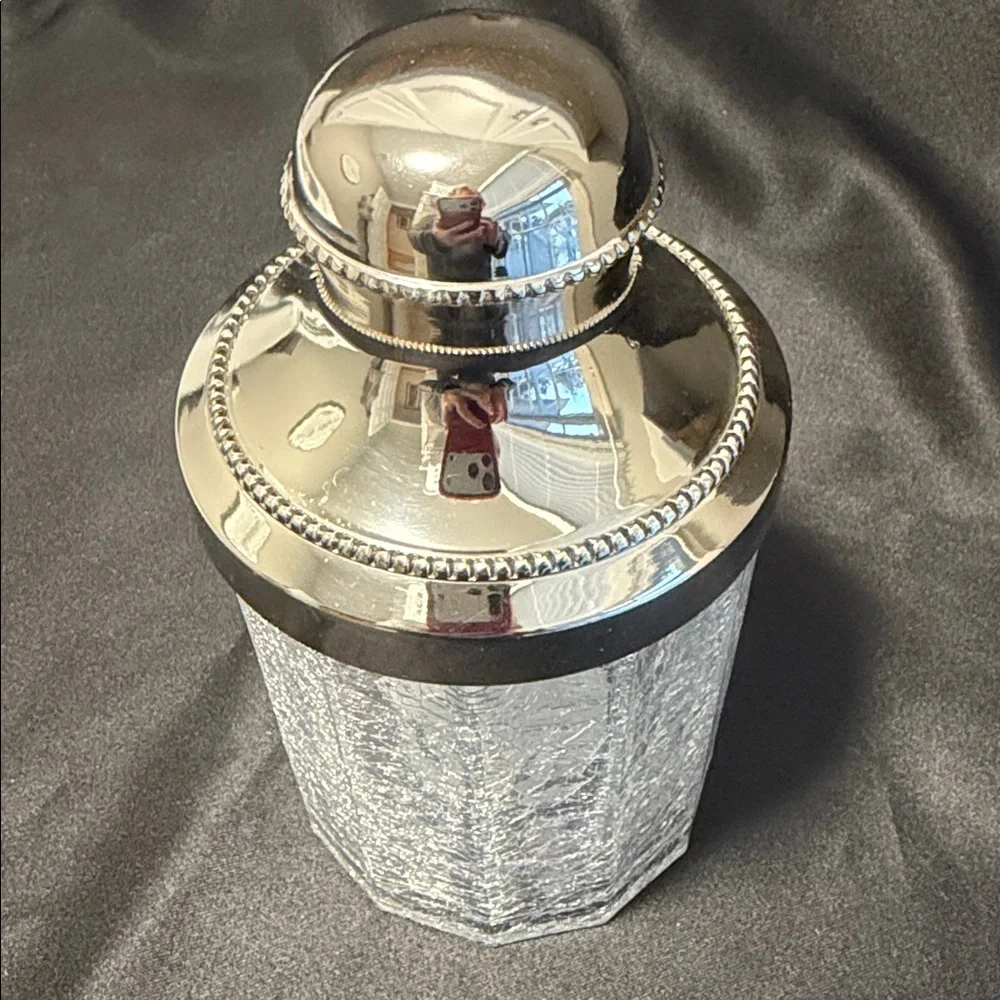 Vintage Croscill Saxony Collection Large Covered Crackle Glass Storage Jar NWT - Picture 2 of 7